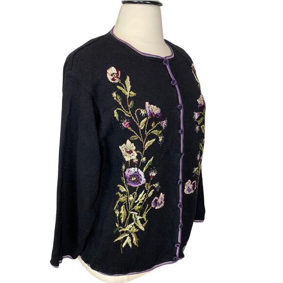Vintage Heirloom Collectables Embroidered Floral Cardigan Plus Size Women 26-28 - Picture 3 of 11